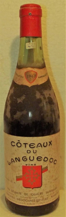 79 vin rosu coteaux du languedoc, qualit&egrave; superieure, recoltare 1967 cl 75 gr 12