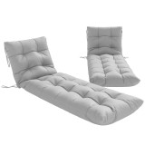 Outsunny Set de 2 perne pentru șezlong 180x55 cm Perne pentru scaune de grădină groase UPF30+ cu 4 benzi Gri Deschis | Aosom Romania