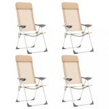 vidaXL Scaune de camping pliante, 4 buc., crem, aluminiu