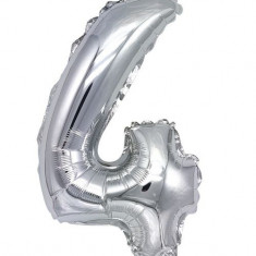 Balon din folie metalizata argintie, Cifra 4 ManiaMagic