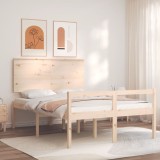 vidaXL Cadru de pat senior cu tăblie, 140x190 cm, lemn masiv