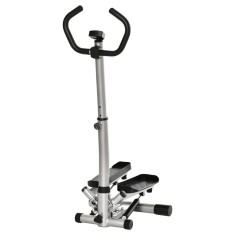 HOMCOM Stepper cu Monitor LCD, M&acirc;nere Reglabile și Benzi Elastice, Negru și Argintiu | Aosom Romania