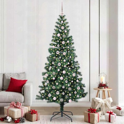 vidaXL Pom de Crăciun artificial pre-iluminat Verde 240cm PVC și Metal 3396790 foto
