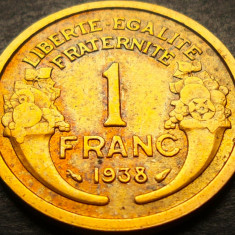 Moneda istorica 1 FRANC - FRANTA, anul 1938 * cod 4044 B = excelenta