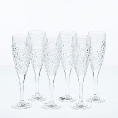 Set 6 pahare pentru sampanie din cristal