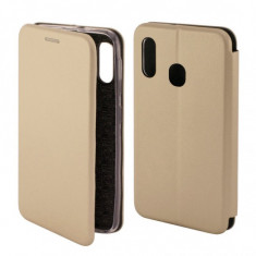 Husa Flip Cover Magnetic Pentru Samsung Galaxy A20e, A202, Gold