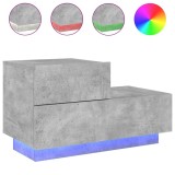 Cumpara ieftin Noptiera cu lumini LED, gri beton, 70x36x40,5 cm
