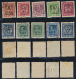 Romania 1919 lot de studiu 10 timbre Austria stampilate cu supratipare false CMT, Stampilat