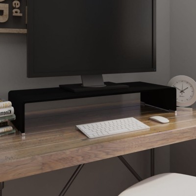 vidaXL Suport TV/monitor din sticlă, 80x30x13 cm, negru foto