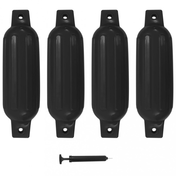 Bară de protecție barcă, 4 buc., negru, 41x11,5 cm, PVC