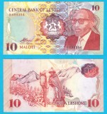 Lesotho (pick 11) 10 Maloti 1990 UNC: Călăreț Basotho