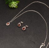 Set Argint Lantisor, Pandativ Si Cercei-RED- Set383c, Argintboutique