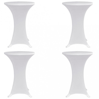 Husă de masă cu picior &amp;Oslash;70 cm, 4 buc., alb, elastic foto