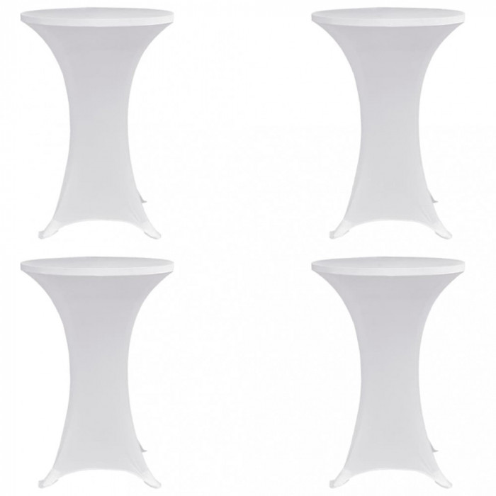 Husă de masă cu picior &Oslash;70 cm, 4 buc., alb, elastic