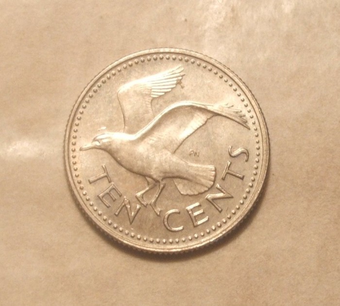 BARBADOS 10 CENTI 1973 -UNC / PESCARUS