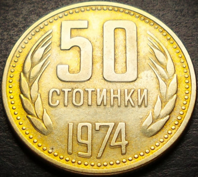 Moneda 50 STOTINKI - RP BULGARIA, anul 1974 * cod 3663 foto