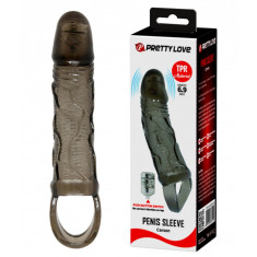 Prelungitor Penis Carson cu Vibratii, +3 cm, TPR, Gri