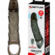 Prelungitor Penis Carson cu Vibratii, +3 cm, TPR, Gri