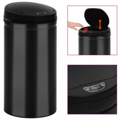 Cos de gunoi automat cu senzor, 50 L, negru, otel carbon GartenMobel Dekor