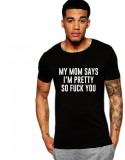 Tricou negru barbati - My Mom Says - M, THEICONIC