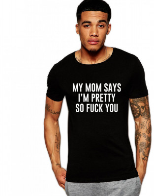 Tricou negru barbati - My Mom Says - M foto