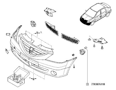 Agrafa Mentinere suport proiector Dacia Logan Duster Nissan Terrano Renault 7703076118 OE originala Kft Auto foto