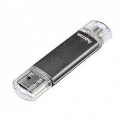 Memorie USB Hama Laeta Twin 128GB USB 2.0 Grey foto