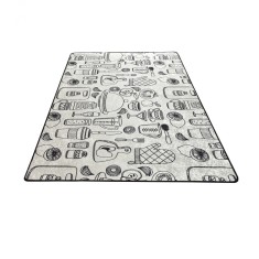 Covor bucatarie Cozinha DJT, 80 x 150 cm, Alb-Negru