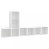 Cumpara ieftin Set de dulapuri TV, 3 piese, alb, lemn prelucrat