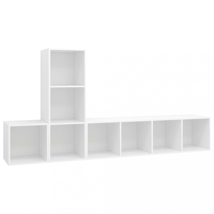 Set de dulapuri TV, 3 piese, alb, lemn prelucrat