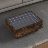 VidaXL Măsuță de cafea cu LED stejar fumuriu 70x50x30cm lemn prelucrat