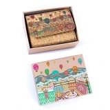 Cumpara ieftin Portofel dama din pluta cu baloane si peisaj ilustrat