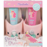 Set de baie Unicorn Sweet Dreams, cu papuci, gel de dus si lotiune de corp, Martinelia 2 x 120 ml