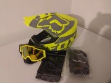 Casca Moto Enduro ATV Ochelari Manusi Cagula ABS, Marimi S-XL, ECE