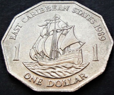 Moneda exotica 1 DOLAR - INSULELE CARAIBE de EST, anul 1989 * Cod 3460 foto