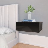 Noptieră suspendată negru extralucios 40x30x15cm lemn prelucrat