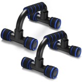 Cumpara ieftin Set 2 manere pentru flotari, suprafata anti-alunecare, sarcina maxima 200 kg - Negru, albastru