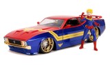 Set Ford Mustang Mach I 1973 cu figurina Captain Marvel, 1/24, Jada, +8 ani
