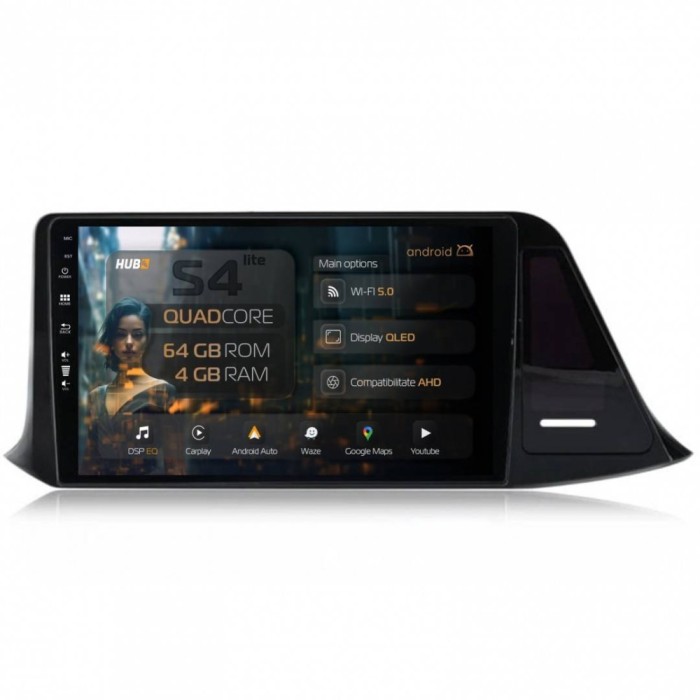 Navigatie Toyota CHR (2016-2020) 4GB RAM Android 13 Quadcore DSP GPS Wi-FI Carplay Android Auto USB Bluetooth Waze Touchscreen 9 inch