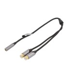 Cablu adaptor audio Stereo Jack 3.5 mm mama - 2x RCA mama 0.3m
