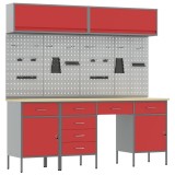 vidaXL Set de dulapuri de lucru cu sertar cu depozitare 10 pcs Roșu 3321481