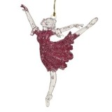 Ornament Brad Craciun Balerina Roz Transparent Glitter 14 cm CMCLASS