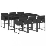 Cumpara ieftin Set mobilier de gradina cu perne, 7 piese, negru, poliratan
