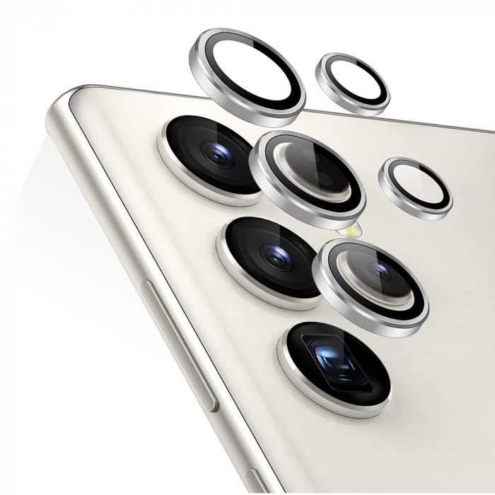 Folie Camera pentru Samsung Galaxy S24 Ultra, ESR Lens Protector Tempered Glass, Silver