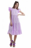 Rochie midi tip camasa, cu maneca scurta si spate decupat in forma de inima, 36, 38, 40, 42, 44, Mov, T&#039;esha