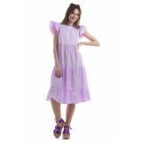 Rochie midi tip camasa, cu maneca scurta si spate decupat in forma de inima