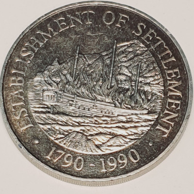 3308 Pitcairn 1 Dollar 1990 Elizabeth II (Establishment of Settlement) km 7 foto