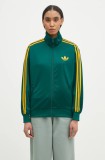Adidas Originals bluză Firebird femei, culoarea verde, cu imprimeu, JP2299