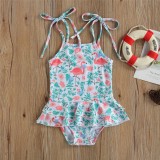 Cumpara ieftin Costum de baie cu volan si bretelute Drool (Marime: 110, Model: Flamingo)