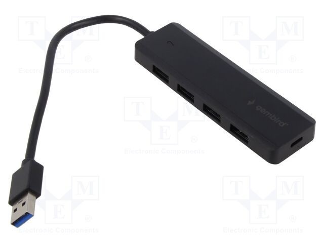 Hub USB GEMBIRD USB A x4 și USB C 3.1 negru